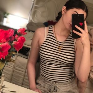 garage striped crop top